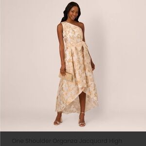 Adrianna Papell Gold Floral Dress